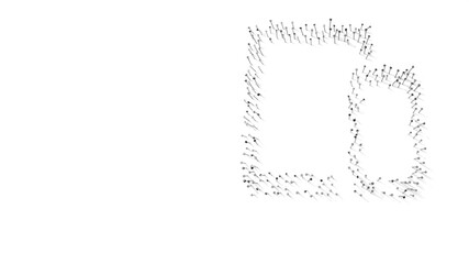 3d rendering of nails in shape of symbol of devices with shadows isolated on white background