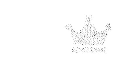 3d rendering of nails in shape of symbol of crown with shadows isolated on white background