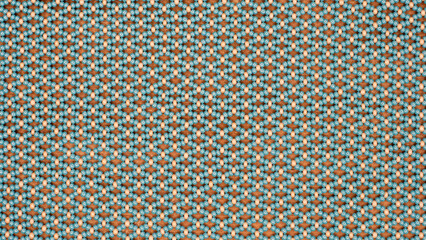 Fragment of a cloth woven of birch and orange beads.