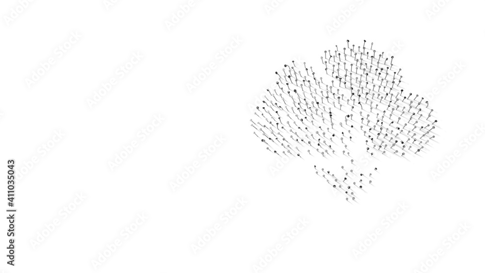 Aufkleber 3d rendering of nails in shape of symbol of download from cloud with shadows isolated on white backg