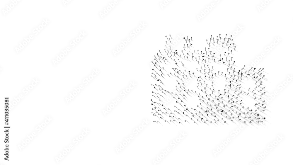 Poster 3d rendering of nails in shape of symbol of city with shadows isolated on white background
