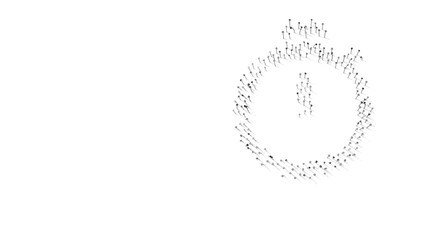 3d rendering of nails in shape of symbol of stopwatch with shadows isolated on white background
