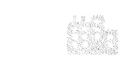 3d rendering of nails in shape of symbol of city with shadows isolated on white background