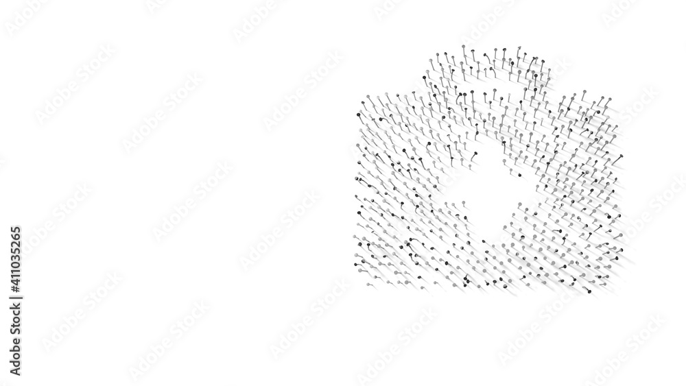 Poster 3d rendering of nails in shape of symbol of medical briefcase with shadows isolated on white backgro