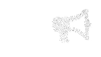 3d rendering of nails in shape of symbol of bullhorn with shadows isolated on white background
