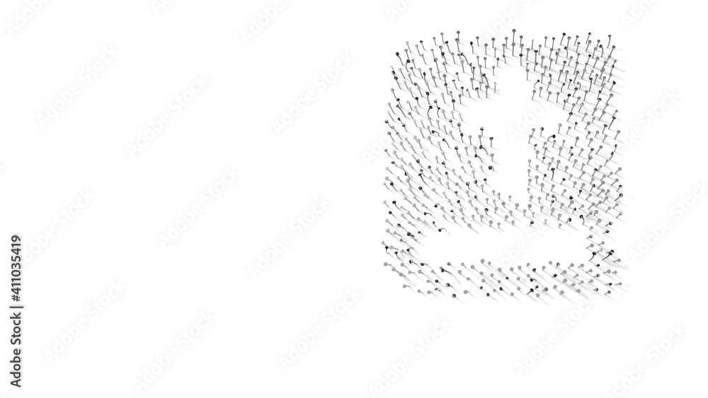 Poster 3d rendering of nails in shape of symbol of bible with shadows isolated on white background