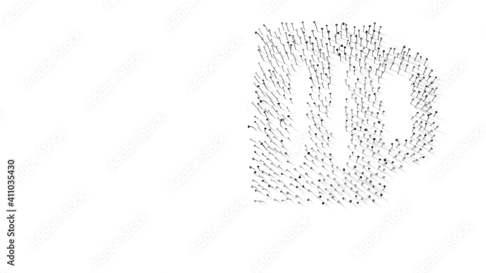 Poster 3d rendering of nails in shape of symbol of glass of beer with shadows isolated on white background