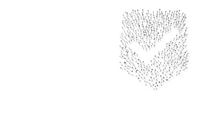 3d rendering of nails in shape of symbol of been here marker with shadows isolated on white background