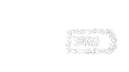 3d rendering of nails in shape of horizontal symbol of battery three quarters with shadows isolated on white background