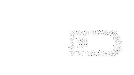 3d rendering of nails in shape of horizontal symbol of battery quarter with shadows isolated on white background