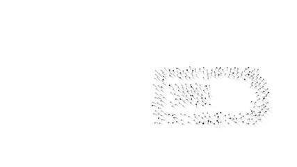 3d rendering of nails in shape of horizontal symbol of battery half with shadows isolated on white background