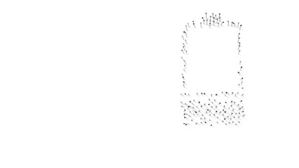 3d rendering of nails in shape of vertical symbol of one third charged battery with shadows isolated on white background