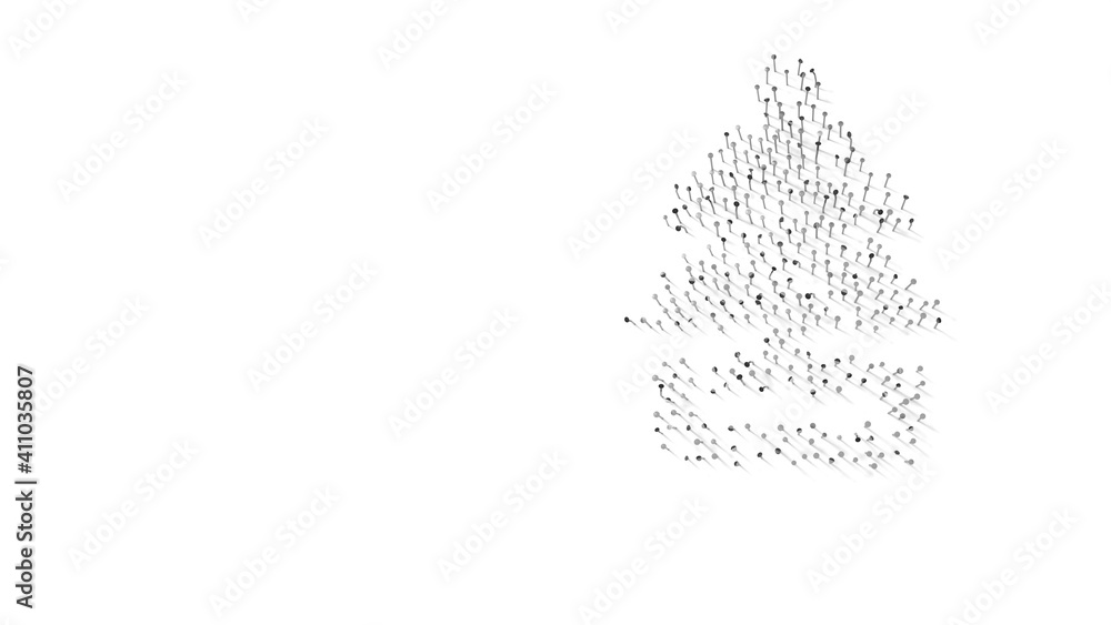 Poster 3d rendering of nails in shape of symbol of air freshener with shadows isolated on white background