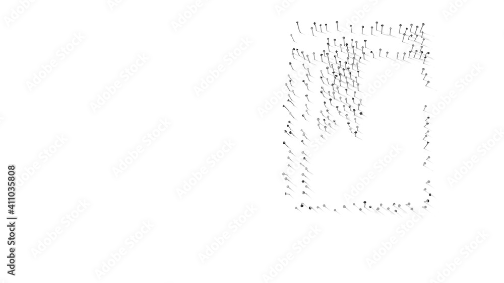 Poster 3d rendering of nails in shape of symbol of agenda with shadows isolated on white background