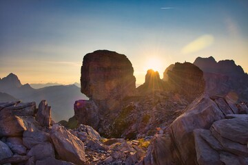 Balmer Graetli Swiss Mountain, Stunning mountain formation at sunset