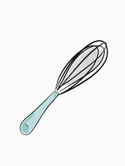 Kitchen Whisk, mixer, Blue Kitchen Utensil, baking utensil isolated on white background 