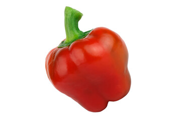Red raw bell pepper on white background