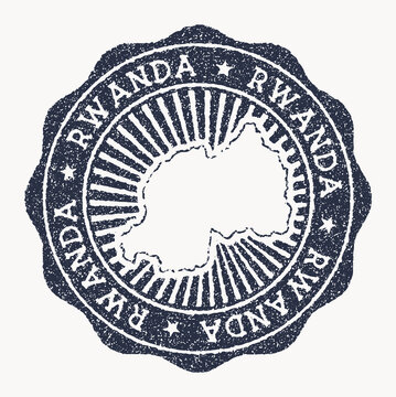 Rwanda stamp. Travel rubber stamp with the name and map of country, vector illustration. Can be used as insignia, logotype, label, sticker or badge of the Rwanda.