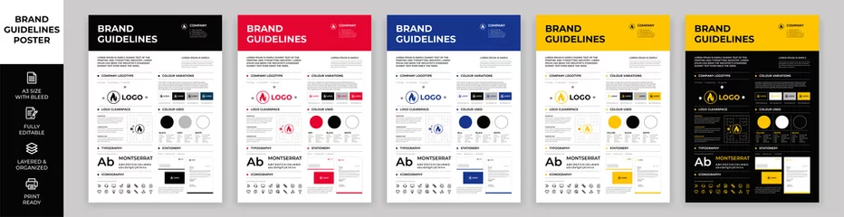 Fotobehang DIN A3 Brand Guidelines Poster Layout Set, Brand Manual Templates, Simple style and modern layout Brand Style, Brand Identity, Brand Guidelines © Dream Choice
