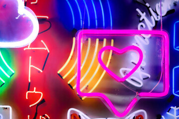 Colorful neon heart it sign 