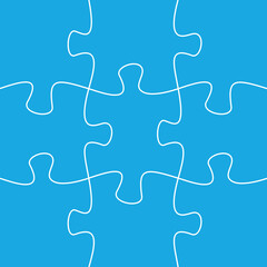 Fototapeta premium 9 jigsaw pieces template. puzzle pieces connected together.
