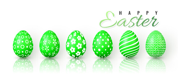 Happy Easter. Color Easter eggs on white background. Vector illustration