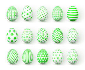 Happy Easter. Color Easter eggs on white background. Vector illustration