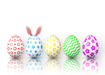 Happy Easter. Color Easter eggs on white background. Vector illustration