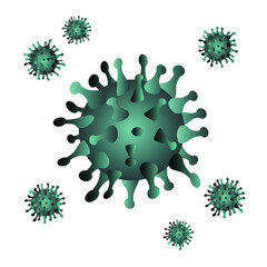 A medical banner of Coronavirus elements. A 3D Illustration for medical projects. Vector. Eps10.