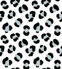 Fototapeta na wymiar Vector seamless pattern of gray hand drawn leopard dotted fur print isolated on white background