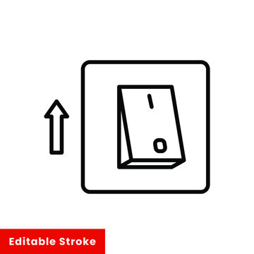 Light on, electric switch line icon. Power turn off button outline style sign for web and app. Toggle switch off position vector illustration on white background isolated. Editable stroke EPS 10