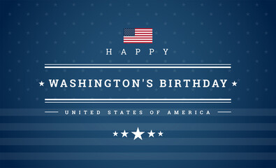 Washington's Birthday President's Day card - USA flag and stars on blue background - vector patriotic illustration