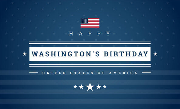 Washington's Birthday or Presidents Day or The third Monday in February - holidays celebration in USA. USA flag and stars on blue background - vector