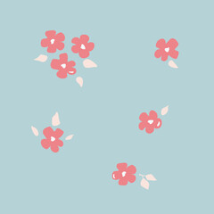 flowers background pink blue vintage retro pattern