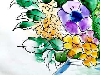 spring flowers watercolor painting bouquet