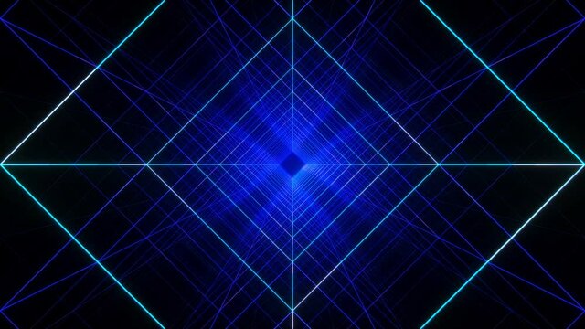 4k Geometric Grid Neon Tunnel