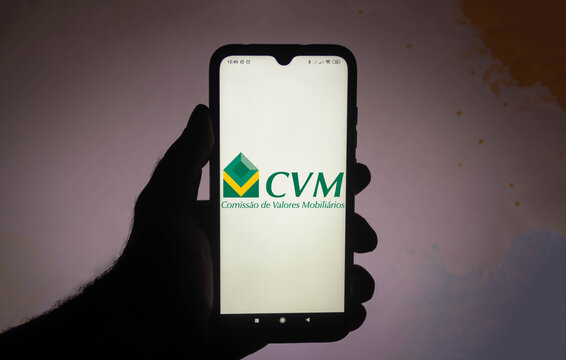 February 5, 2021, Brazil. In this photo illustration the Comissao de Valores Mobiliarios (CVM) logo seen displayed on a smartphone screen.