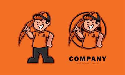 electrical mechanics holding the lightning mascot logo
