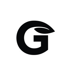 letter G leaf capital black vector logo illustration design isolated background