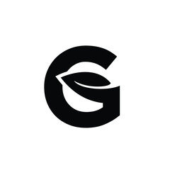 letter G leaf capital black vector logo illustration design isolated background
