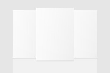 Realistic blank A4 flyer brochure for mockup. Paper or poster illustration. 3D Render.