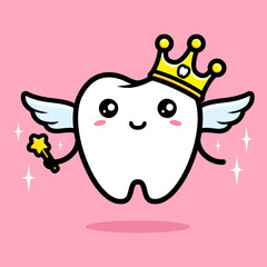 cute king angel teeth vector design