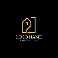 Vector illustration of real estate logo icon. Logo combination of P and J letters. Simple and creative logo, isolated on white background. Eps