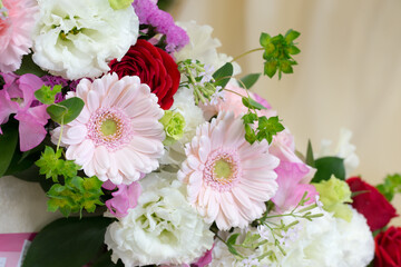 ガーベラとトルコギキョウのフラワーアレンジメント
