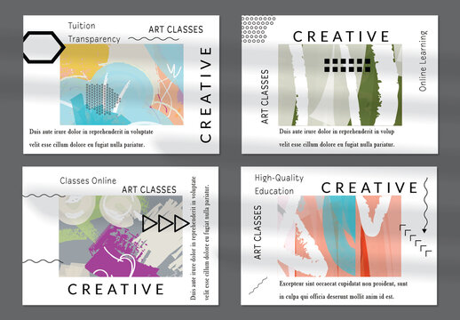 Flyer Layout with Black Shapes and Abstract Bright Rectangle