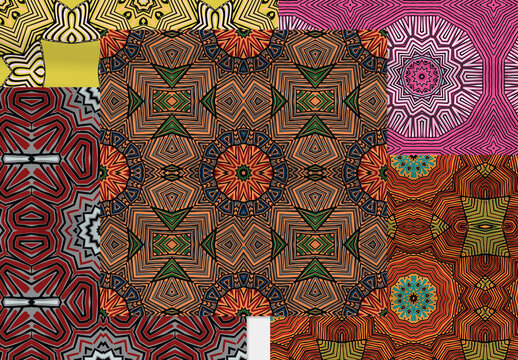 Seamless Pattern Collection with Ethic Mandala Motif