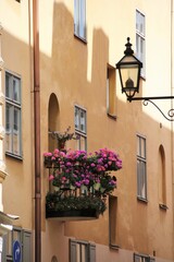 old street lamp with flowers