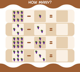 How many cartoon grape. Counting game. Educational game for pre shool years kids and toddlers
