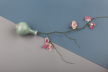 Korean traditional small pottery vase decorations on gary.