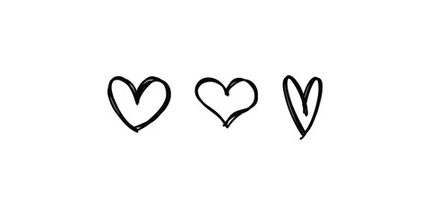 Hearts doodle collection. Hand drawn valentine's day heart icons. Love design elements.